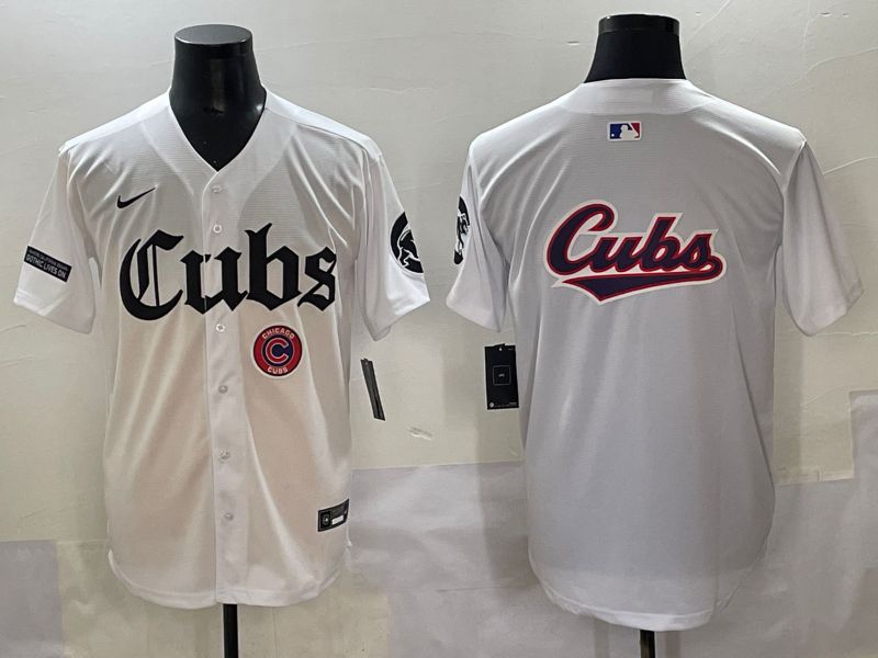 Men 2025 Chicago Cubs Blank White Five generations Joint Name Nike MLB Jersey style 14->boston red sox->MLB Jersey